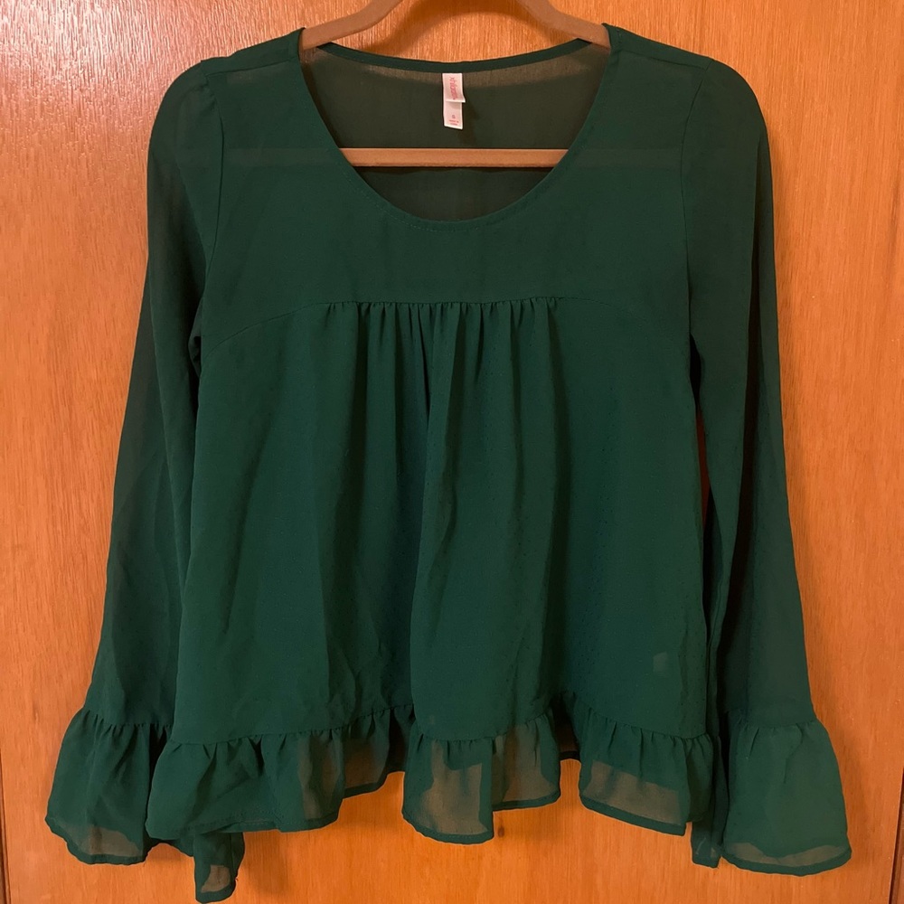 float long sleeve green blouse